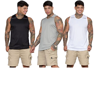 Kit 3 Camisetas Regata Dry Fit Masculina Cross Fit Caminhada Academia Treino Fitness