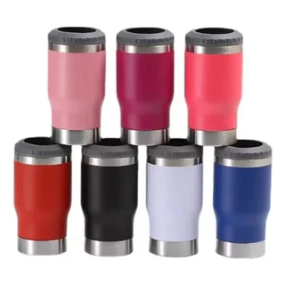 Copo Porta Cerveja Garrafa Térmica Latinha De Aço 420ml Com 2 Tampa!!