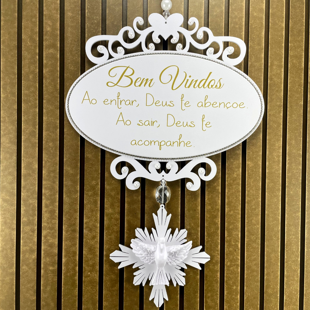 Guirlanda Bem Vindos Porta Decoração Pingente Raio Espírito Santo Plaza Design 37x25cm