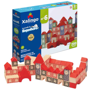 bloco de montar brincando de engenheiro 200 peças numero 6 xalingo