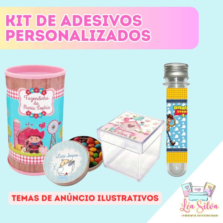 Kit de rótulos adesivos personalizados - De acordo com o tema de sua ...
