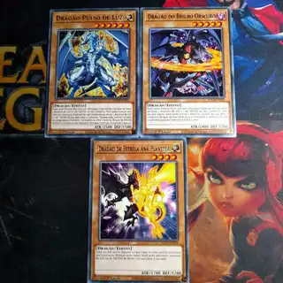 Trio Dragões Luz, Obscuro e Estrela - Rare - Original - Yu-gi-oh / Yugioh