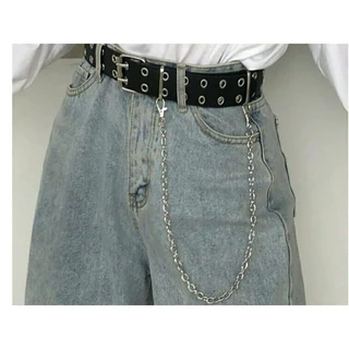 cinto feminino e masculino rock,punk rock e casual ilhós duplo com corrente