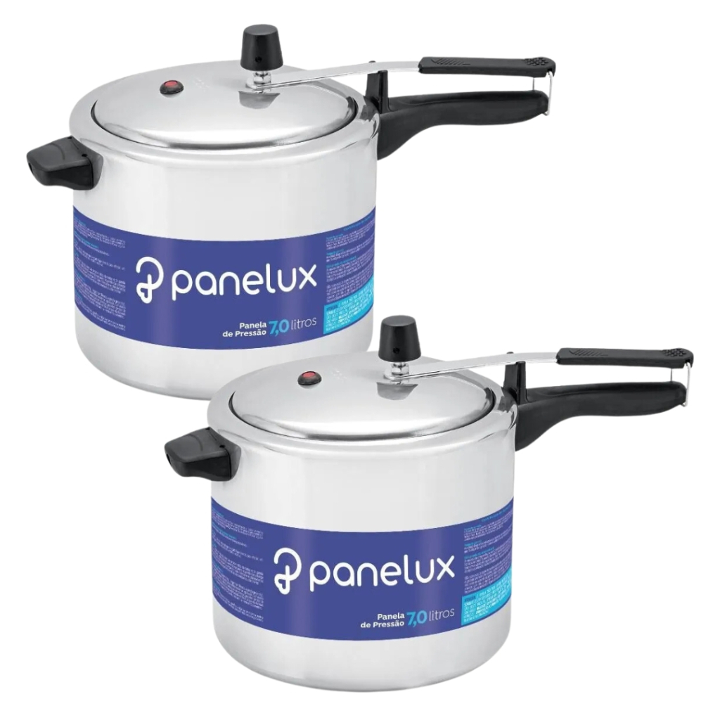 Kit 2 Panelas de Pressão Polida 7 Litros Alumínio Polido 7L Classic Panelux 1036