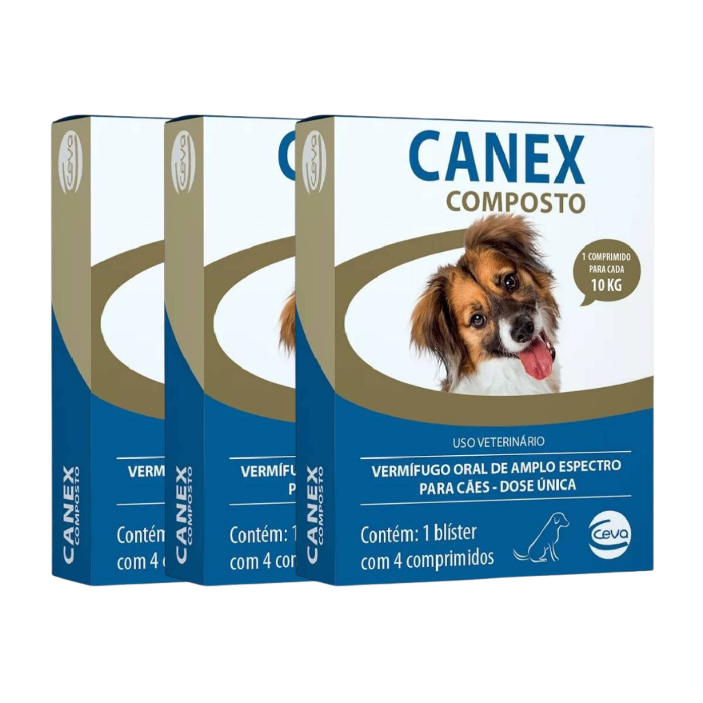 Vermifugo Para Cachorro Canex Composto 4 comprimidos x 3 unidades ...