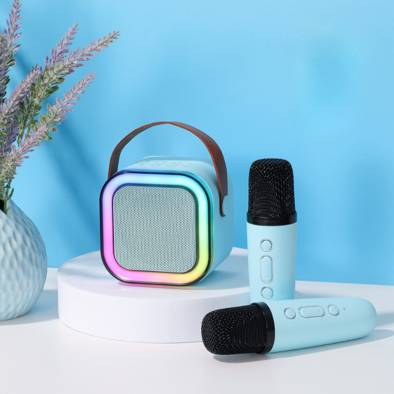 Caixa De Som C/ Microfones Karaokê Brincadeiras em Família