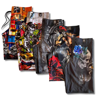 kit 5 bermudas elastano surf moda praia \secagem rápido \