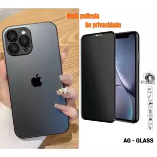 kit 2 em 1 Capinha De Vidro com Magsafe + Película privativa iPhone 11/ 11 PRO/ 11 PRO MAX/ 12/ 12 PRO/ 12 PRO MAX/ 13 PRO MAX/ 14/ 15/ 15 PRO/ 15 PRO MAX