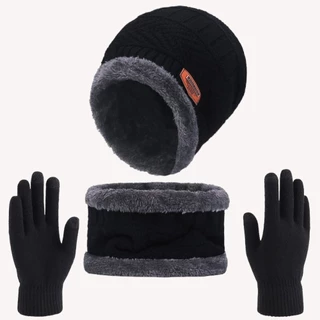 Touca de Frio Forrada + Gola Forrada + Luva normal - Masculina e Feminina Kit Inverno