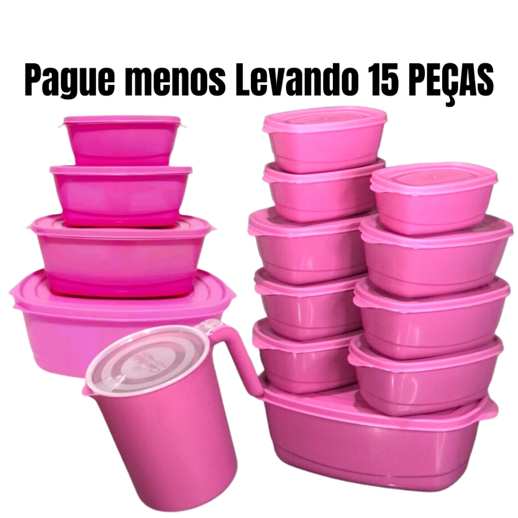 Kit Potes Plásticos para Mantimentos de Cozinha Alimentos, Vasilhas Herméticos, Freezer e Microondas