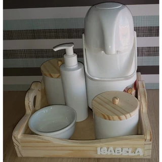 Kit Higiene Bebê Pinus Coração Garrafa PUMP Porcelana Personalizado Menina