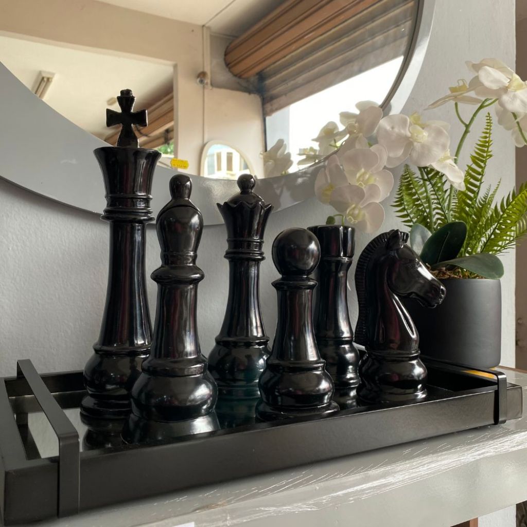 Escultura decorativas Peças do Xadrez Kit 6pçs do Xadrez Luxo Escritório Casa Rack