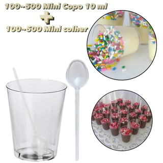 KIT 100~500 COPINHO 10 ML BRIGADEIRO ACRÍLICO + 100~500 MINI COLHER CRISAL//