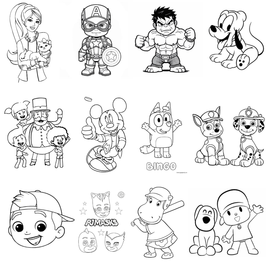 Kit 50 desenhos para pintar VÁRIOS TEMAS - ESCOLHA O SEU , em folha A4 ...