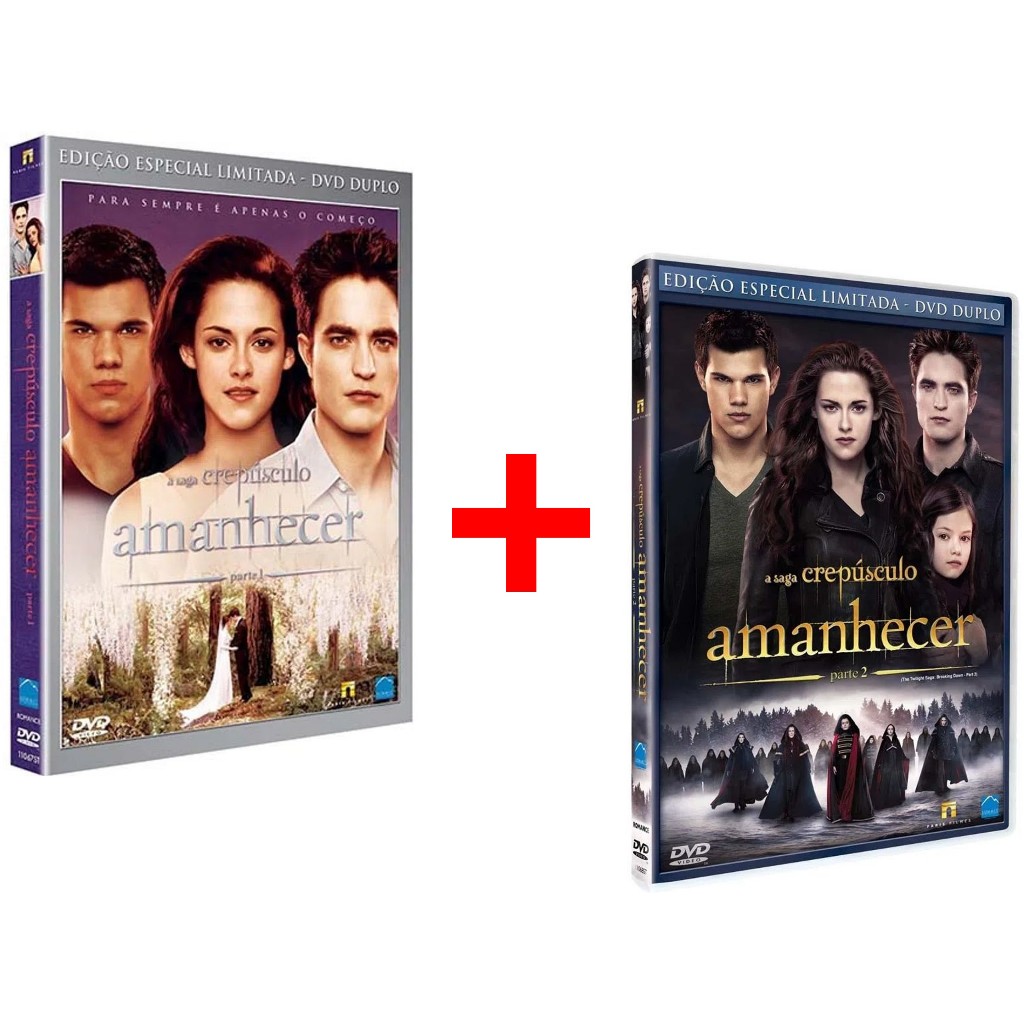 Dvd Duplo Amanhecer Parte 1 e 2 - A Saga Crepúsculo - Edições Especiais Limitadas - Namorados - Novo Original e Lacrado 4 Discos.