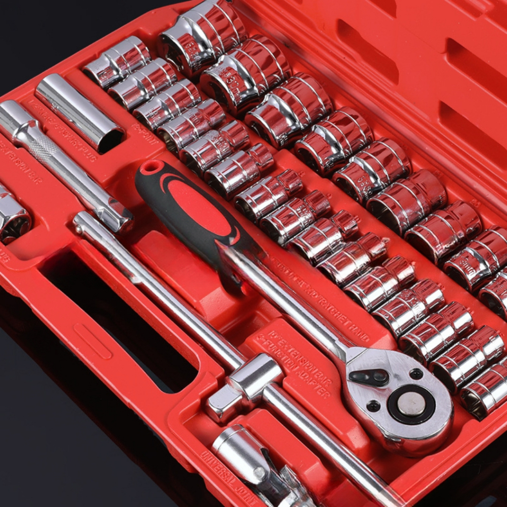 Kit De Ferramentas 46 Peças Jogo De Soquetes Chave Catraca