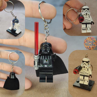 Chaveiro LEGO Artesanal Star Wars - Minifigura Darth Vader R2-D2 Jedi Sith Geek Bonecos Nerd