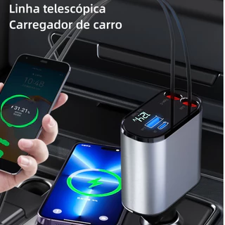 Carregador Rápido Para Carro 120W USB para tipo-c e iPhone