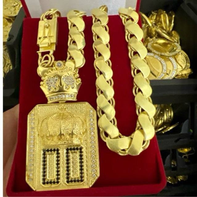 Corrente friso s 12mm 70cm + Pingente buzeira 00 100% de moeda antiga idêntico a ouro 18k