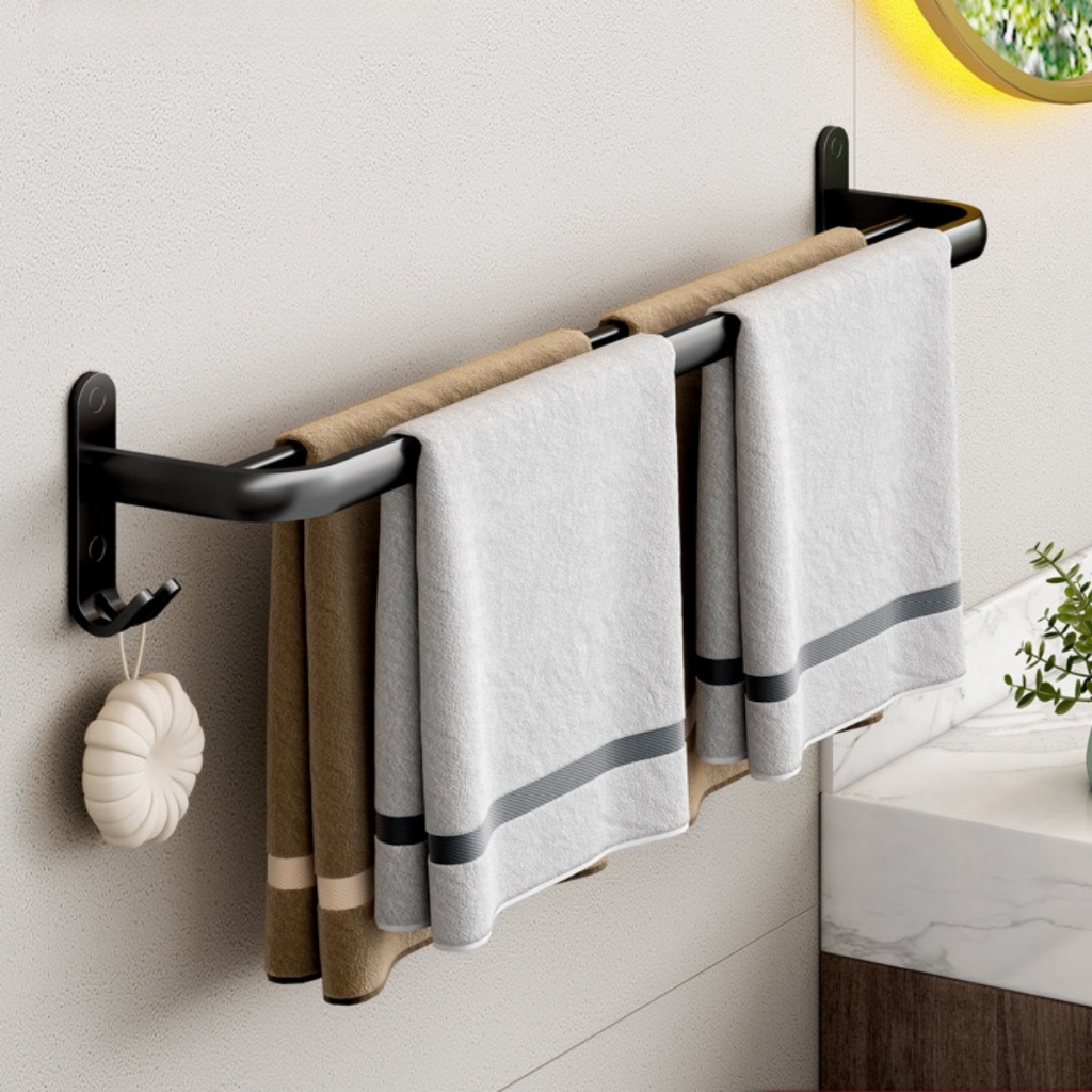 Suporte Banheiro Porta Toalha Toalheiro De Banho Duplo Adesivo Sem Furo Premium