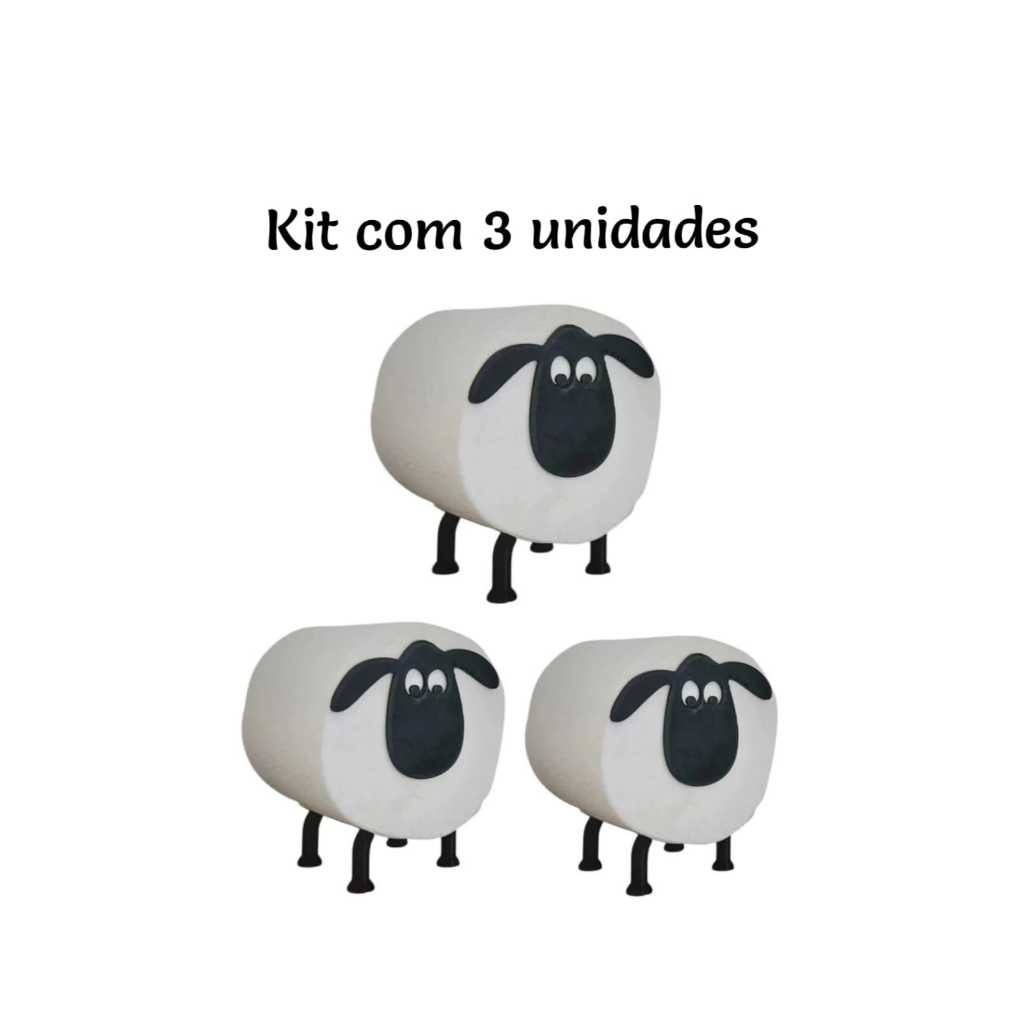 Kit C/ 3 Suportes Porta Papel Higienico Ovelhas Fofo Banheiro