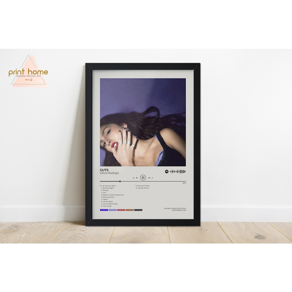 Quadro Moldura Spotify Olivia Rodrigo Guts | Shopee Brasil