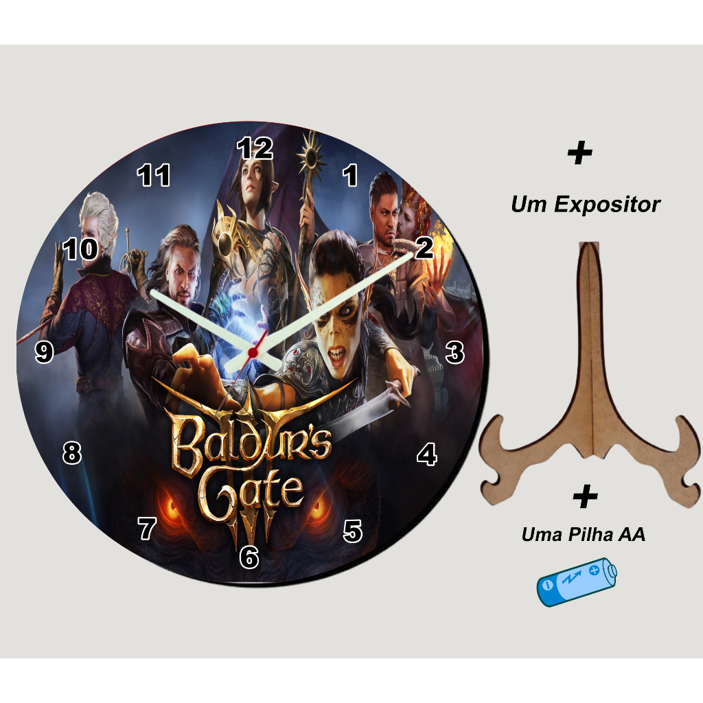 Relógio em MDF Decorativo Game, Tíbia, Mortal Kombat, Baldur's Gate ...