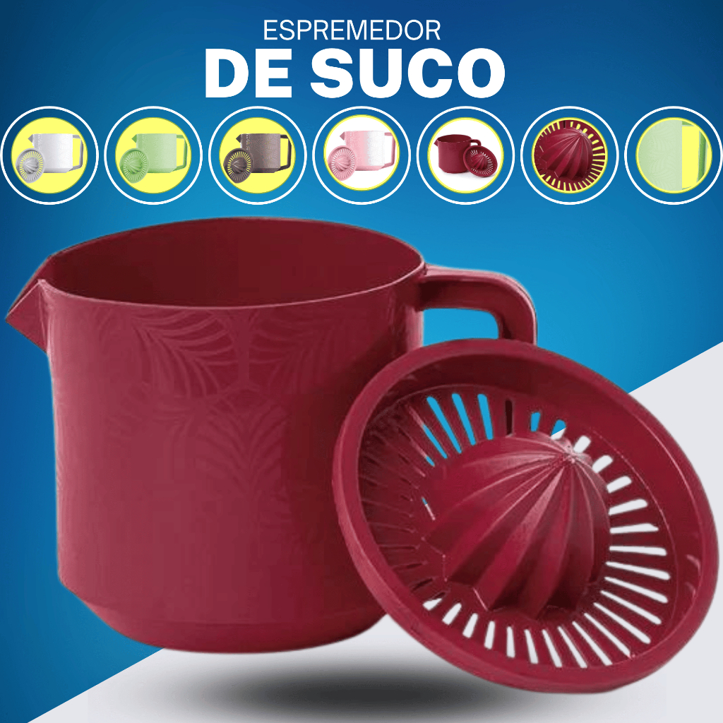 Espremedor de Frutas para Suco Manual De Plástico Laranja varias cores 1 litro Plasvale cozinha
