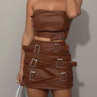 conjunto fivela Marrom .