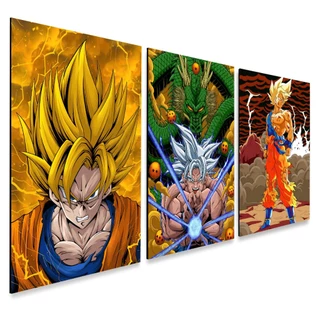 kit 3 Quadros Decorativos Dragon Ball Exclusive
