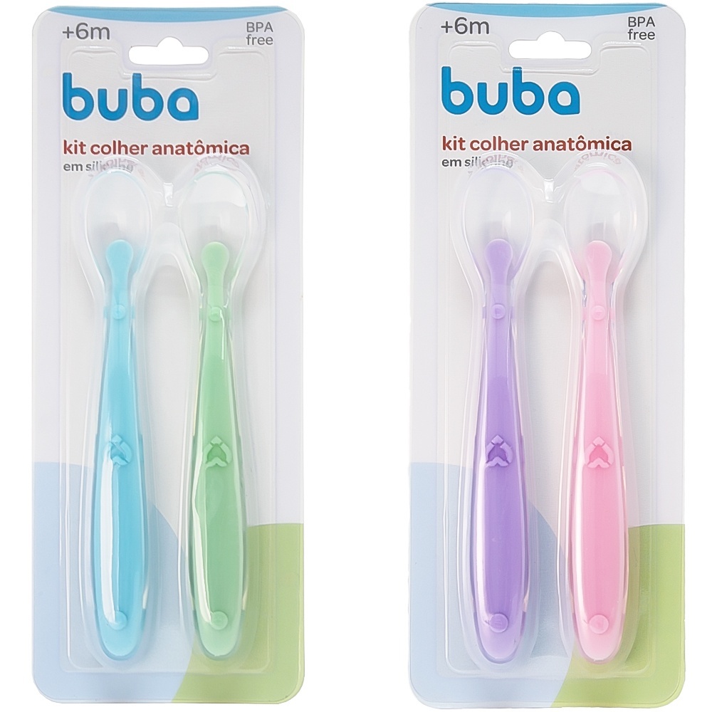 Kit Colher de Silicone Bebê Introdução Alimentar - Buba | Shopee Brasil