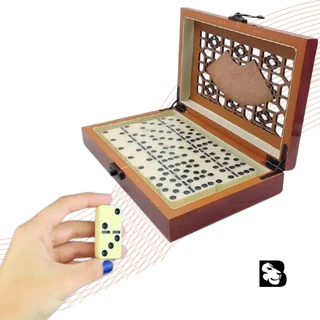 Jogo De Dominó com Pedras de Osso 28 Peças Caixa Luxo Madeira Brinquedo Infantil Adulto Interativo