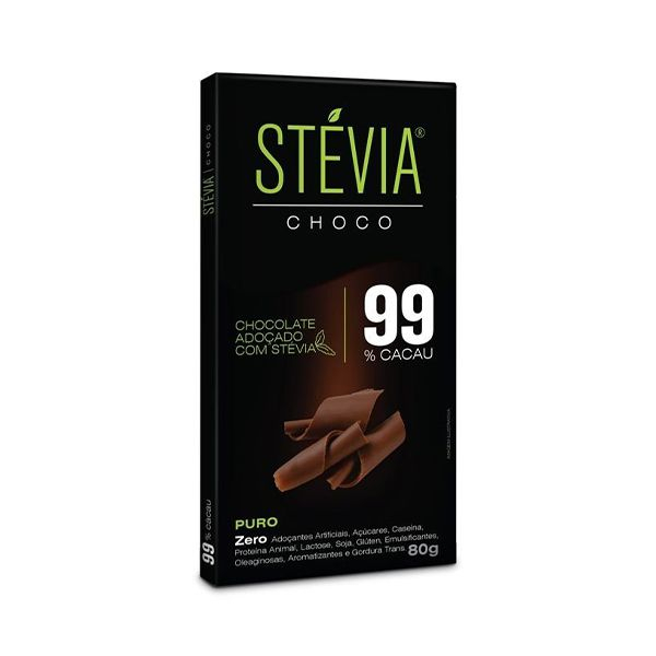 chocolate 99% cacau stevia genevy - 80g | Shopee Brasil