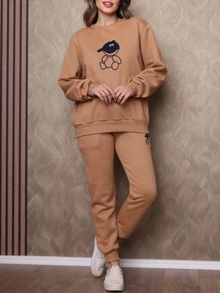 Conjunto moletom Feminina Quentinha Suave Blusa Moletom Bordado + Calça Moletom direta da fbrica
