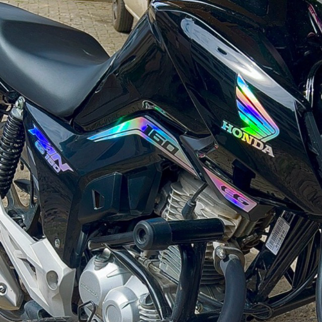 Kit adesivos para moto Fan 160 | holografico | com fundo preto | Shopee ...