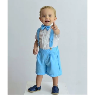CONJUNTO SOCIAL Menino Infantil Roupa De Pajem Casamento Batizado Aniversário Com Suspensório