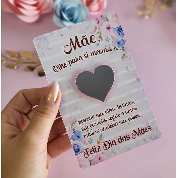 50 cards dia das mães mimo lembrancinha ( não acompanha espelho ) em Oferta na Shopee