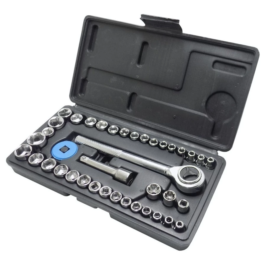 40 Peças / 46 Peças Jogo De Chave Catraca Caixa De Ferramentas Completa Reversível Soquetes Maleta