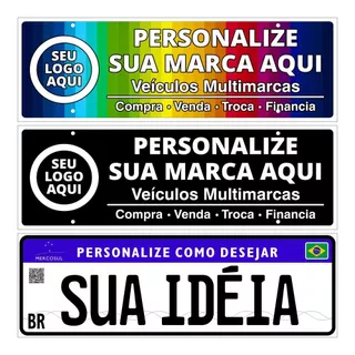 Kit 15 Placas Cobre Placa Tampa Placa Concessionária Revenda Estética Automotiva Eventos - 40x13cm