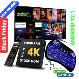 *KIT VERSAO 2024*mini teclado iluminosa + conversor smart tv HD 4k digital 128gb ram 512gb rom android 12.1