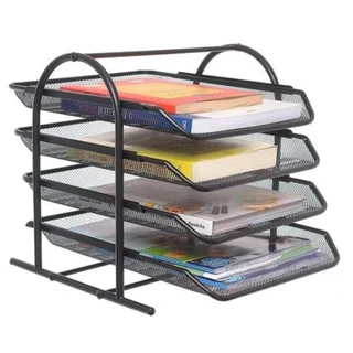 Organizador De Documentos De Mesa Escritório Metal 3 OU 4 Andares Papel A4