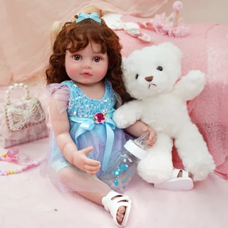 Brastoy Bebê Reborn Boneca Silicone Pintada Menina Saias Original 55cm