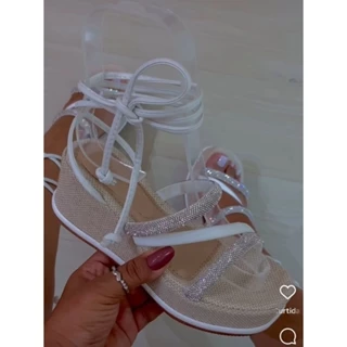 Sandália Plataforma Strass Tendência