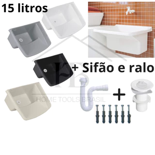 Kit Completo Tanque Lava Roupa 15L Válvula Ralo Sifão Parafuso Bucha Tanquinho Roupas Lavanderia