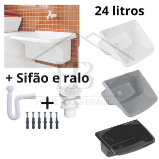Tanque Lavar Roupa 24L Ralo Sifão parafusos buchas Tanquinho Pia Lavar Roupas Lavanderia Tipo Astra