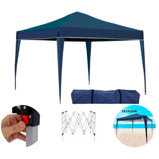Tenda Gazebo Sanfonado Articulada 3x3 C/ Mala Transporte Cor Azul