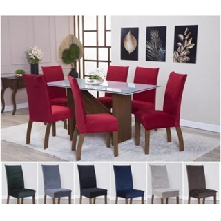 Kit 4 Capas de Cadeira de Jantar Estofada Veludo Suede Camurça Luxo Elegante com Elástico