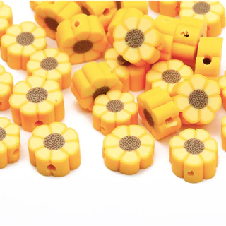 Até 100 peças Girassol Pvc Entremeio Miçanga Infantil Emborrachado PVC 10MM - Passante Emborrachado