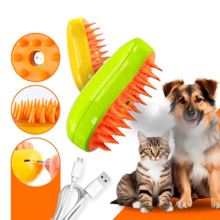 Escova Vapor Tira Pelo Recarregável Usb Cão Gato Escova Elétrica 3 Em 1 Pente De Massagem Suave em Oferta na Shopee