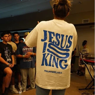 Camiseta Masculina Gospel Evangélica Jesus is King Plus Size do M ao G3 100% Algodão Fio 30.1